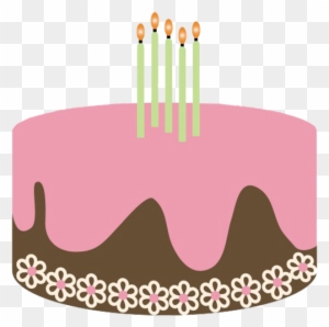 Birthday Cake With Four Candles - Pink Birthday Gift Cake Clipart