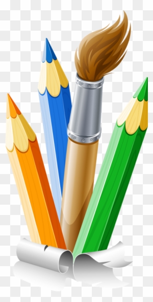 Color Clipart Paintbrush - Pencils And Paint Brushes