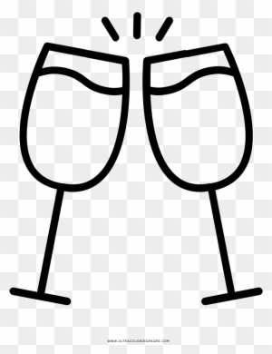Cheers Coloring Page - Champagne Glass Svg