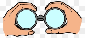 look through binoculars