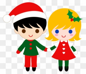 Christmas ~ Merry Christmas Banner Clipart Kid Free - Boy And Girl Holding Hands Clipart