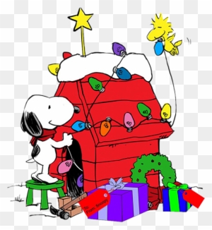 Snoopy Decorating His Dog House With Help From Woodstock - Snoopy Christmas Dog House