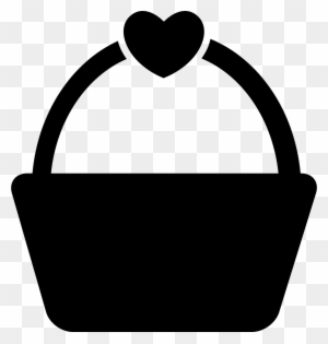 Shopping Or Picnic Basket With A Heart Shape Comments - Silhouette Of A Basket