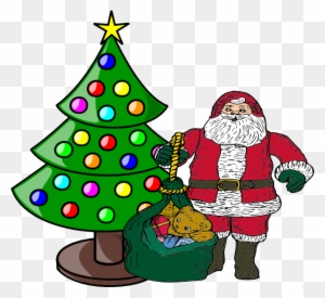 Christmas Tree With Santa Claus Clip Art At Clker Com - Santa Claus And Christmas Tree Clip Art