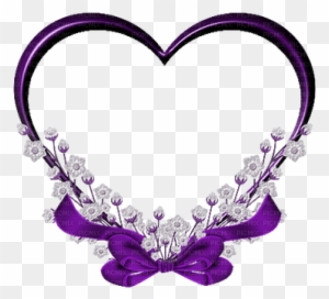 Frame Heart Purple Flower - Love Heart Frame Png
