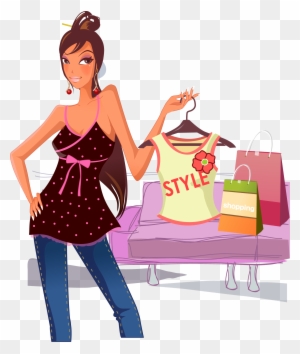 Shopping Mall Girl - Png Woman Shopping Vector