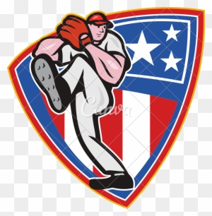 American Baseball Pitcher - Baseball Pitcher Cartoon Shower Curtain