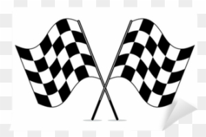Vector Black And White Crossed Racing Checkered Flags - Crossed Checkered Flags