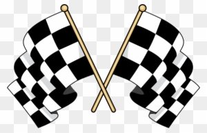 Crossed Checkered Flags Waving In The Wind - Illustration