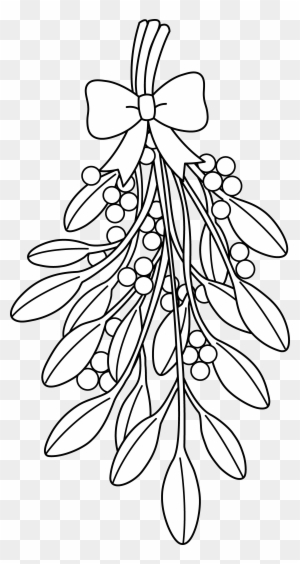 Christmas Mistletoe Line Art - Christmas Mistletoe Coloring Pages