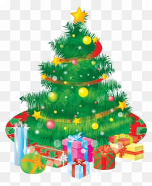 Christmas Tree With Presents Clipart - X Mas Tree Download