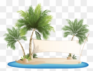 Palm Islands Beach Clip Art - Palm Tree Beach Clipart