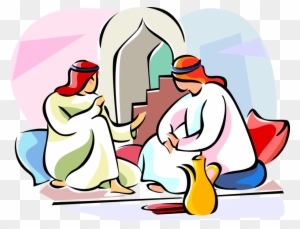 Vector Illustration Of Middle Easter Islamic Arab Men - Arab Culture Clipart