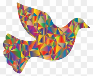 This Free Icons Png Design Of Low Poly Peace Dove - Prismatic Rainbow Howling Wolf Round Ornament