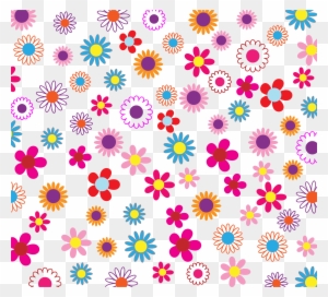 Pink Flower Clipart Colorful Pencil And In Color Border - Retro Flowers Shower Curtain