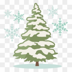 Winter Pine Tree Silhouette Clipart - Christmas Tree With Snow Silhouette