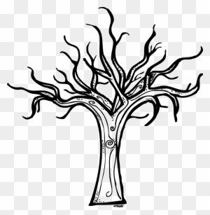 Halloween Tree Clipart Black And White - Scary Tree Coloring Page