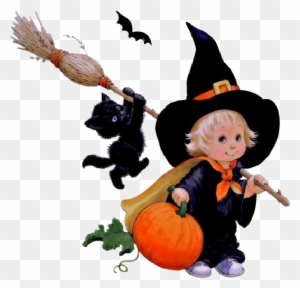 Fille En Sorciere Avec Son Balai Et Son Chat Ruth Morehead Halloween Free Transparent Png Clipart Images Download