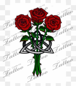 Marketplace Tattoo Roses And Celtic Knot - Celtic Cross Tattoos With Flowers