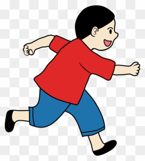 Clipart Of A Little Boy Running - Laufen, Zum Der Verrücktheit Aufzubrauchen Fotoplatte