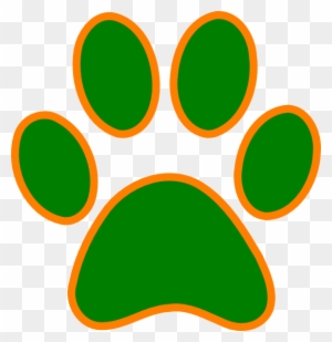 Cougar Paw Print Clip Art Cat G0igvt Clipart - Orange And Green Paw Print