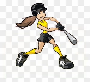 Alston Middle School - Girl Softball Player Cartoon
