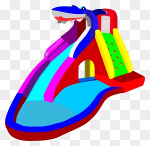 Clipart Bouncy Castle Water Slide Pool - Inflatable Water Slide Clipart