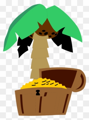 Illustration Of A Treasure Chest And A Palm Tree - Treasure Chest And Palm Tree