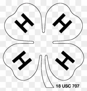 White W/ Black Outline 4-h Clover Png - 4 H Logo White