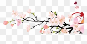 Cherry Blossom Bird And Flower Painting - Vector Sakura Png Free
