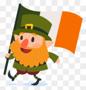 Leprechaun Carrying Irish Flag Cartoon Transparent - St Patrick Leprechaun