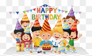 Birthday Cake Party Cartoon - Happy Birthday Family Cartoon