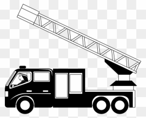 Fire Truck Clipart Black And White - Fire Truck Ladder Clip Art