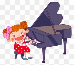 Baby Games Cartoon Illustration - Cartoon Girl Playing Piano