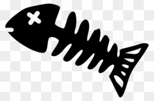 Simple Fish Skeleton Silhouette Clipart - Fish Skeleton Clip Art