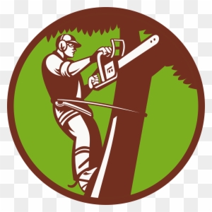Tree Stump Arborist Logo Stump Grinder - Cutting Tree Illustration