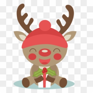 Christmas Reindeer Scrapbook Cut File Cute Clipart - Cute Christmas Reindeer Clipart