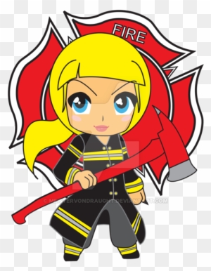 Blonde Girl Firefighter Chibi On Deviantart Png Girl - Firefighter Girl Cartoon