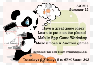 Mobile App Game Progamming Workshop Summer 2 12 Poster - Panda, Der Ein Iphone Hält Postkarte
