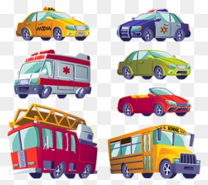 Cartoon Set Of Isolated Icons Of Urban Transport - Vector Graphics