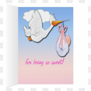It's A Girl Stork Baby Shower Thank You Card - Es Ist Ein Mädchen-storch, Den Babyparty Ihnen Karte