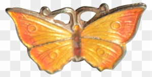 Vintage Enameled Butterfly Hat Pin - Brush-footed Butterfly