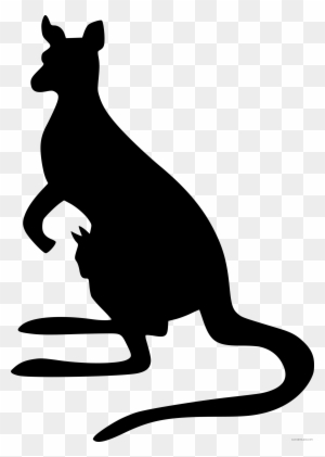 Kangaroo Silhouette Animal Free Black White Clipart - Kangaroo Silhouette