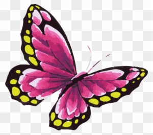 Pink Butterfly Tattoo In Watercolor Art With Yellow - Water Color Butterfly Png