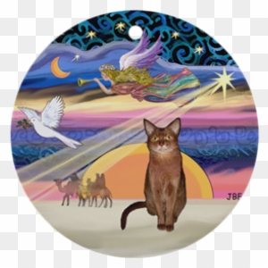 Xmas Star & Abyssinian Ornament (round)> Ruddy Color> - Xmas Star & Abyssinian Ornament (round)