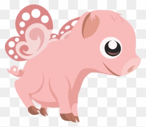 Truly Free Clipart Of A Cute Flying Pink Baby Pig Royalty - Baby Pig Png