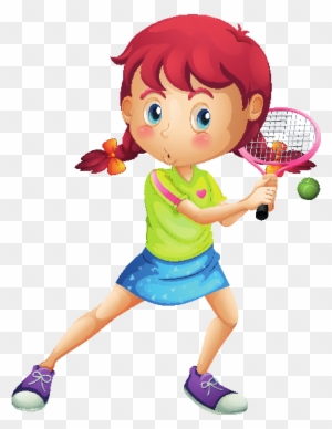Young Girl Playing Tennis Clipart