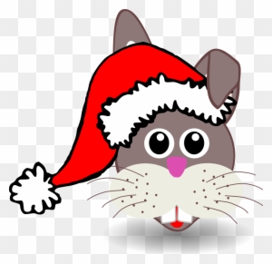 Funny Bunny Face With Santa Claus Hat Svg Vector File, - Santa Hat Clipart