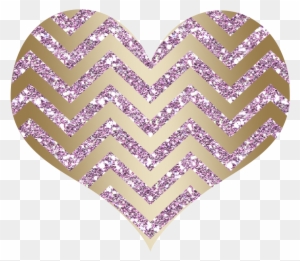 Chevron Heart Glitter Baby Pink Gold - Pink And Gold Heart