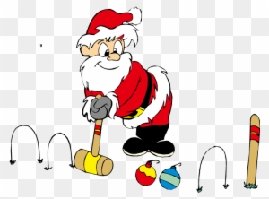 Santa Claus Croquet Basketball Animation Clip Art - Santa Croquet With Ornaments Greeting Cards